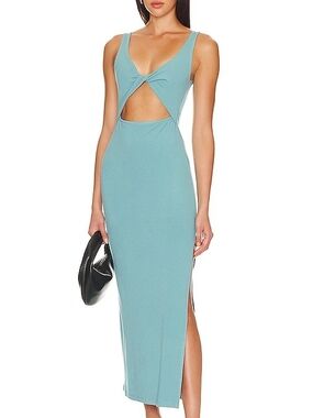 L*Space Nico Ribbed Cutout Midi Dress Blue Medium